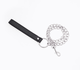 Berlin Baby Faux Leather Handle Chain Lead Black Collars and Leads